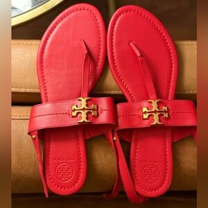 Tory Burch Eleanor Flat Sandal in Brilliant Red, Size 9.5